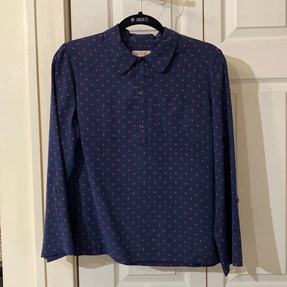 A.P.C. Dark Blue Shirt with Pink Dots